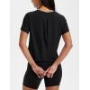 image:imageMAGCOMSEN Workout Crop Tops for Women Short Sleeve Cotton Athletic Yoga Top Loose Casual Crewneck Cropped T ShirtsBlack