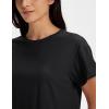 image:imageMAGCOMSEN Workout Crop Tops for Women Short Sleeve Cotton Athletic Yoga Top Loose Casual Crewneck Cropped T ShirtsBlack