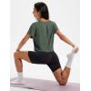 image:imageMAGCOMSEN Workout Crop Tops for Women Short Sleeve Cotton Athletic Yoga Top Loose Casual Crewneck Cropped T ShirtsDark Gray Green
