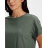 image:imageMAGCOMSEN Workout Crop Tops for Women Short Sleeve Cotton Athletic Yoga Top Loose Casual Crewneck Cropped T ShirtsDark Gray Green