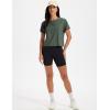 image:imageMAGCOMSEN Workout Crop Tops for Women Short Sleeve Cotton Athletic Yoga Top Loose Casual Crewneck Cropped T ShirtsDark Gray Green