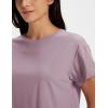 image:imageMAGCOMSEN Workout Crop Tops for Women Short Sleeve Cotton Athletic Yoga Top Loose Casual Crewneck Cropped T ShirtsGray Purple