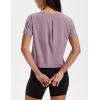 image:imageMAGCOMSEN Workout Crop Tops for Women Short Sleeve Cotton Athletic Yoga Top Loose Casual Crewneck Cropped T ShirtsGray Purple