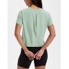 image:imageMAGCOMSEN Workout Crop Tops for Women Short Sleeve Cotton Athletic Yoga Top Loose Casual Crewneck Cropped T ShirtsLight Gray Green