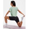 image:imageMAGCOMSEN Workout Crop Tops for Women Short Sleeve Cotton Athletic Yoga Top Loose Casual Crewneck Cropped T ShirtsLight Gray Green