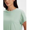 image:imageMAGCOMSEN Workout Crop Tops for Women Short Sleeve Cotton Athletic Yoga Top Loose Casual Crewneck Cropped T ShirtsLight Gray Green