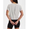 image:imageMAGCOMSEN Workout Crop Tops for Women Short Sleeve Cotton Athletic Yoga Top Loose Casual Crewneck Cropped T ShirtsLight Grey
