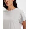 image:imageMAGCOMSEN Workout Crop Tops for Women Short Sleeve Cotton Athletic Yoga Top Loose Casual Crewneck Cropped T ShirtsLight Grey