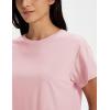 image:imageMAGCOMSEN Workout Crop Tops for Women Short Sleeve Cotton Athletic Yoga Top Loose Casual Crewneck Cropped T ShirtsLight Pink