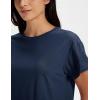 image:imageMAGCOMSEN Workout Crop Tops for Women Short Sleeve Cotton Athletic Yoga Top Loose Casual Crewneck Cropped T ShirtsNavy