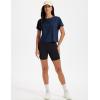 image:imageMAGCOMSEN Workout Crop Tops for Women Short Sleeve Cotton Athletic Yoga Top Loose Casual Crewneck Cropped T ShirtsNavy