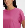 image:imageMAGCOMSEN Workout Crop Tops for Women Short Sleeve Cotton Athletic Yoga Top Loose Casual Crewneck Cropped T ShirtsRose Red