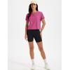 image:imageMAGCOMSEN Workout Crop Tops for Women Short Sleeve Cotton Athletic Yoga Top Loose Casual Crewneck Cropped T ShirtsRose Red