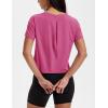 image:imageMAGCOMSEN Workout Crop Tops for Women Short Sleeve Cotton Athletic Yoga Top Loose Casual Crewneck Cropped T ShirtsRose Red