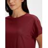 image:imageMAGCOMSEN Workout Crop Tops for Women Short Sleeve Cotton Athletic Yoga Top Loose Casual Crewneck Cropped T ShirtsVintage Red