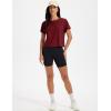 image:imageMAGCOMSEN Workout Crop Tops for Women Short Sleeve Cotton Athletic Yoga Top Loose Casual Crewneck Cropped T ShirtsVintage Red