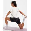 image:imageMAGCOMSEN Workout Crop Tops for Women Short Sleeve Cotton Athletic Yoga Top Loose Casual Crewneck Cropped T ShirtsWhite