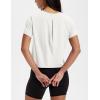image:imageMAGCOMSEN Workout Crop Tops for Women Short Sleeve Cotton Athletic Yoga Top Loose Casual Crewneck Cropped T ShirtsWhite