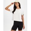 image:imageMAGCOMSEN Workout Crop Tops for Women Short Sleeve Cotton Athletic Yoga Top Loose Casual Crewneck Cropped T ShirtsWhite