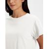 image:imageMAGCOMSEN Workout Crop Tops for Women Short Sleeve Cotton Athletic Yoga Top Loose Casual Crewneck Cropped T ShirtsWhite