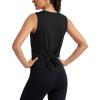 image:imageMAGCOMSEN Workout Tank Tops Woman Summer Open Back Yoga Athletic Shirts Sleeveless Tie Back Loose Fit Gym Muscle TankBlack