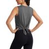 image:imageMAGCOMSEN Workout Tank Tops Woman Summer Open Back Yoga Athletic Shirts Sleeveless Tie Back Loose Fit Gym Muscle TankDark Grey