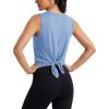 image:imageMAGCOMSEN Workout Tank Tops Woman Summer Open Back Yoga Athletic Shirts Sleeveless Tie Back Loose Fit Gym Muscle TankLight Blue