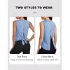 image:imageMAGCOMSEN Workout Tank Tops Woman Summer Open Back Yoga Athletic Shirts Sleeveless Tie Back Loose Fit Gym Muscle TankLight Blue