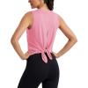 image:imageMAGCOMSEN Workout Tank Tops Woman Summer Open Back Yoga Athletic Shirts Sleeveless Tie Back Loose Fit Gym Muscle TankPink