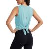 image:imageMAGCOMSEN Workout Tank Tops Woman Summer Open Back Yoga Athletic Shirts Sleeveless Tie Back Loose Fit Gym Muscle TankWater Blue