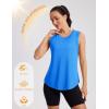 image:imageMAGCOMSEN Workout Tank Tops for Women Sleeveless Athletic Summer Quick Dry Cool Loose Fit Active Running Yoga Tennis TopAzure