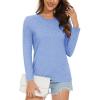 image:imageMAGCOMSEN Ladies MoistureWicking Tee ClassicFit LongSleeve CrewNeck TShirt Basic Cotton Casual Tops Light BlueGray XL