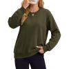 image:imageMAGCOMSEN Sweatshirt for Women Fleece Lined Crewneck Loose Fit Winter Warm Trendy Sweaters Long Sleeve TopsArmy Green