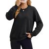 image:imageMAGCOMSEN Sweatshirt for Women Fleece Lined Crewneck Loose Fit Winter Warm Trendy Sweaters Long Sleeve TopsBlack