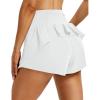 image:imageMAGCOMSEN Womens Running Shorts with Hip Ruffle High Waisted Quick Dry Athletic Shorts with Liner Zip Pocket Gym WorkoutWhite