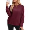 image:imageMAGCOMSEN Womens Sweatshirt Fleece Sherpa Lined Pullover Sweaters Warm Long Sleeve Shirts Crewneck Winter TopsWine Red