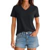 image:imageMAGCOMSEN Womens V Neck T Shirts Cotton Summer Short Sleeve Shirts Basic Tees Casual Soft TopsBlack