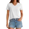 image:imageMAGCOMSEN Womens V Neck T Shirts Cotton Summer Short Sleeve Shirts Basic Tees Casual Soft TopsWhite