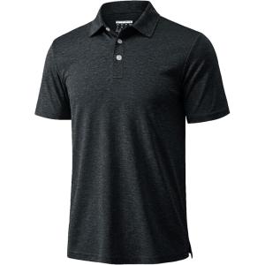 image:imageMAGCOMSEN Mens Polo Shirts Short Sleeve Moisture Wicking Performance Collared Shirt 3 Button Casual Work Golf PolosBlack