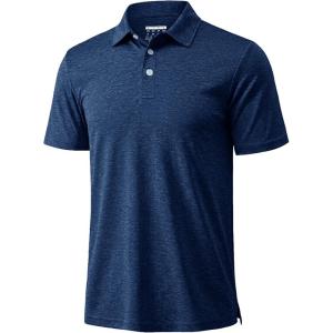 image:imageMAGCOMSEN Mens Polo Shirts Short Sleeve Moisture Wicking Performance Collared Shirt 3 Button Casual Work Golf PolosDark Blue