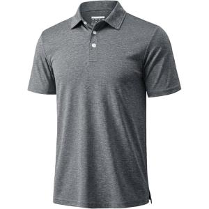 image:imageMAGCOMSEN Mens Polo Shirts Short Sleeve Moisture Wicking Performance Collared Shirt 3 Button Casual Work Golf PolosDark Grey