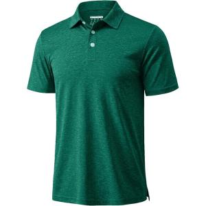 image:imageMAGCOMSEN Mens Polo Shirts Short Sleeve Moisture Wicking Performance Collared Shirt 3 Button Casual Work Golf PolosEmerald Green