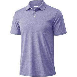 image:imageMAGCOMSEN Mens Polo Shirts Short Sleeve Moisture Wicking Performance Collared Shirt 3 Button Casual Work Golf PolosLight Purple