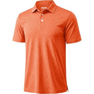 image:imageMAGCOMSEN Mens Polo Shirts Short Sleeve Moisture Wicking Performance Collared Shirt 3 Button Casual Work Golf PolosOrange