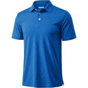 image:imageMAGCOMSEN Mens Polo Shirts Short Sleeve Moisture Wicking Performance Collared Shirt 3 Button Casual Work Golf PolosSea Blue