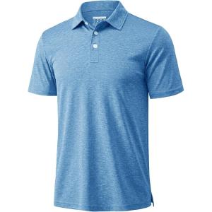 image:imageMAGCOMSEN Mens Polo Shirts Short Sleeve Moisture Wicking Performance Collared Shirt 3 Button Casual Work Golf PolosSky Blue