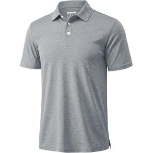 image:imageMAGCOMSEN Mens Polo Shirts Short Sleeve Moisture Wicking Performance Collared Shirt 3 Button Casual Work Golf PolosSliver