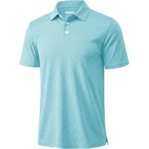 image:imageMAGCOMSEN Mens Polo Shirts Short Sleeve Moisture Wicking Performance Collared Shirt 3 Button Casual Work Golf PolosWater Blue
