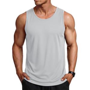 image:imageMAGCOMSEN Mens Sleeveless Shirts Quick Dry Workout Tank Tops UPF 50 Athletic Gym Muscle Shirts for SummerLight Grey