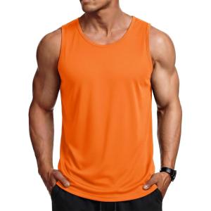 image:imageMAGCOMSEN Mens Sleeveless Shirts Quick Dry Workout Tank Tops UPF 50 Athletic Gym Muscle Shirts for SummerOrange